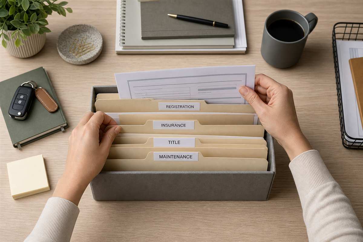 Organização de documentos do veículo